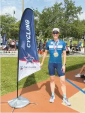  ?? COURTESY OF ELIZABETH FOXX ?? Williamsbu­rg’s Elizabeth Foxx, 56, earned four first-place finishes at the National Senior Games in Fort Lauderdale, Florida, in May.