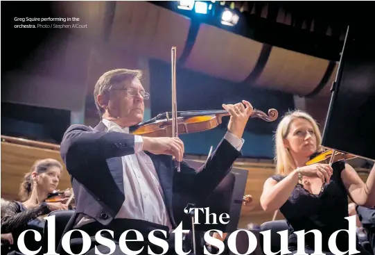  ??  ?? Greg Squire performing in the orchestra. Photo / Stephen A’court