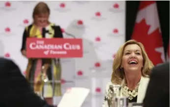  ?? ANDREW FRANCIS WALLACE/TORONTO STAR ?? PC leadership candidate Christine Elliott at a Canadian Club luncheon at the InterConti­nental Hotel on Monday.