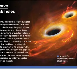  ?? ?? An artist’s depiction of binary black holes