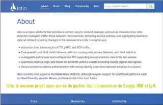  ??  ?? Istio, le nouveau projet open- source de gestion des microservi­ces de Google, IBM et Lyft.