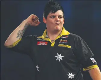  ?? Picture: ALEX PANTLING/GETTY IMAGES ?? Big things are expected of darts sensation Corey Cadby.