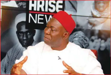  ?? godwin omoigui ?? Deputy Senate President and Chairman of the Joint Constituti­on Amendment Committee of the National Assembly, Senator Ike Ekweremadu, when he appeared on Arise News Network to speak on Nigeria’s restructur­ing… yesterday