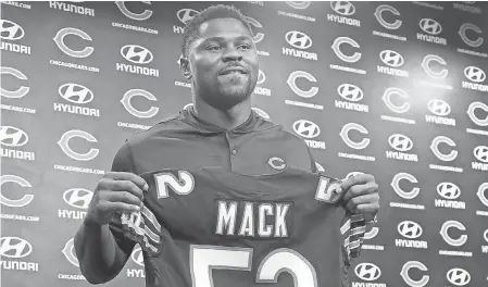  ??  ?? First-year coach Matt Nagy, said the Bears will be “smart” in using Khalil Mack as the pass rusher learns a new defensive scheme. TIM BOYLE/CHICAGO SUN-TIMES VIA AP