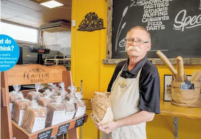  ?? ?? Papamoa East Bakery and Flaveur Breads store owner Robert Korenhoff has had to revert to a takeaway service at the bakery due to staff illnesses and increasing business costs.