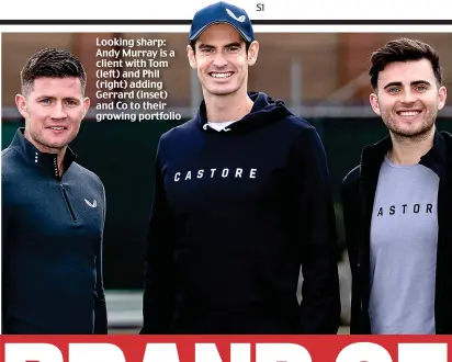  ??  ?? Looking sharp: Andy Murray is a client with Tom (left) and Phil (right) adding Gerrard (inset) and Co to their growing portfolio