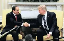  ??  ?? US President Donald Trump meets Egyptian President Abdel Fattah al-Sisi in the Oval Office of the White House in April. PICTURE: REUTERS