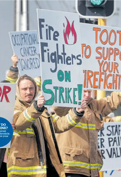  ?? Photo / Alex Burton ?? It took a year and a half to achieve, but the Profession­al Firefighte­rs Union has just ratified a 20-24 per cent pay increase, cancer screening and psychologi­cal support.
