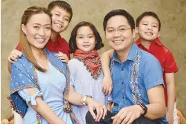  ??  ?? Marga and her husband, Rep. Karlo Nograles, with their kids Mateo, Nikka, and Massimo Marga and her mom, Mary Ann ‘‘Baby” Montemayor flank Bae Arlyne Salazar, mother of the Bagobo tribe shortly after Kaayo Modern Mindanao was born in December 2006.