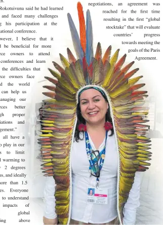  ?? PHOTO: JOSEFA ULUILAKEBA ?? An indigenous representa­tive from Brazil during COP28 in Dubai in December.