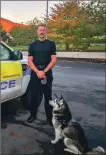  ?? ?? New Arran sergeant, Kevin Blackley, with his therapet dog Storm.