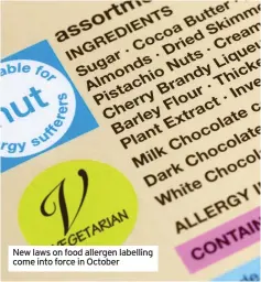  ??  ?? New laws on food allergen labelling come into force in October