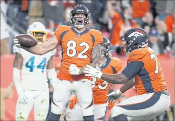  ?? JACK DEMPSEY — THE ASSOCIATED PRESS ?? Tight end Eric Saubert (82) and the Broncos take on the Chiefs tonight in a key AFC West contest.