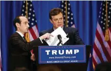  ?? Damon Winter / New York Times file ?? Intercepte­d calls show Paul Manafort, right, President Donald Trump’s former campaign manager, had repeated contact with Russian intelligen­ce officials in the year before the election.