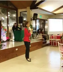  ??  ?? DATU Bago Awardee Mary Ann “Baby” MacedaMont­emayor, explains that Palimude is a local term that means “getting together or celebratin­g together.”