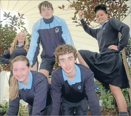  ?? Photo: JIM CHIPP ?? City slickers: Some Aotea College pupils who have attended the Sir Edmund Hillary Outdoor Pursuits Centre this year. From left, Sinead Wafer, Brittany Turner, Daniel Drummond, Ryan McBride and Margaret Aue.