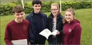  ??  ?? Leaving Cert students Mark Lynch, Pierce O’Meara, Laura Foley and Saoirse Holland at Intermedia­te School Killorglin.