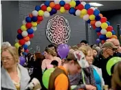  ??  ?? The entrance to Hamilton Central Library was decorated with balloons for the occasion.