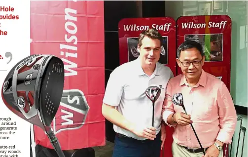  ??  ?? Landblad (left) and MST Golf chief executive officer Ng Yap with the new equipment in Kuala Lumpur.
