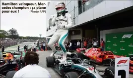  ?? Hamilton vainqueur, Mercedes champion : ça plane pour eux ! (Photo AFP) ??