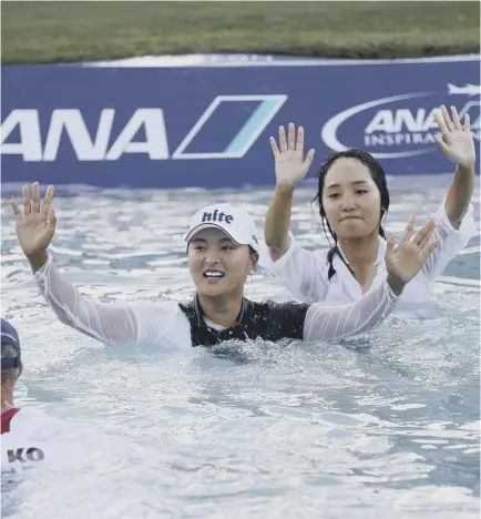  ??  ?? 2 The world No 1 one and defending champion Ko Jin-young celebrates her victory last year at Mission Hills. She will be absent this week after opting not to travel from her native South Korea due to the Covid-19 pandemic.