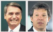  ??  ?? Jair Bolsonaro (izq.) y Fernando Haddad, los dos candidatos que puntean en las encuestas.