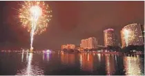  ?? STEPHEN M. DOWELL/ORLANDO SENTINEL ?? Fireworks at Lake Eola Park during “Fireworks at the Fountain” in 2018. Orange officials want to prevent a coronaviru­s surge this July 4 weekend.