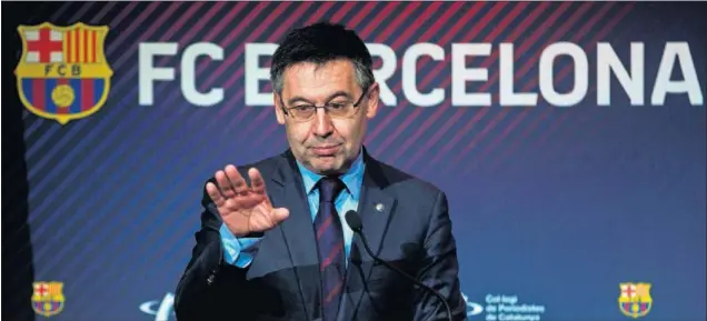  ??  ?? Josep Maria Bartomeu, en un acto oficial reciente del Fútbol Club Barcelona