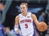  ??  ?? Detroit’s Luke Kennard is a career 40.2% 3-point shooter. He is shooting 39.9% in 3s this season (73 of 183), and he’s averaging a career-best 15.8 points in 28 games (25 starts).