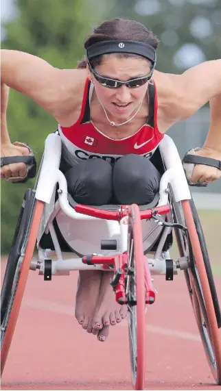 ?? THE CANADIAN PRESS ?? Michelle Stilwell is one of the world’s top wheelchair racers. She is competing in the Parapan Am Games now underway in Toronto after winning Paralympic­s gold medals in both basketball and track.