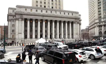  ?? Photograph: John Lamparski/NurPhoto/Rex/Shuttersto­ck ?? The scene outside the courthouse Tuesday during jury deliberati­ons for Ghislaine Maxwell’s sex traffickin­g case in New York City.