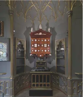  ??  ?? The Tribune Cabinet, designed by Horace Walpole perhaps with William Kent, contains 86 portrait miniatures and enamels