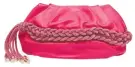  ?? ?? Aje Shima crystal rope clutch, fuchsia, $425, ajeworld.com.au