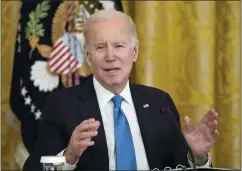  ?? MANUEL BALCE CENETA - THE ASSOCIATED PRESS ?? President Joe Biden during a meeting with the National Governors Associatio­n in the East Room last Friday. Biden will take new steps to address racial inequality throughout the federal government.