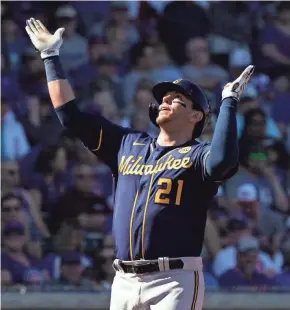  ?? RICK SCUTERI / USA TODAY ?? Logan Morrison and the Brewers might be able to start the regular season the first week of July, pending upcoming MLB negotiatio­ns.