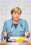  ?? FOTO: AFP ?? Eine nüchterne Analyse des Wahlergebn­isses habe man vorgenomme­n, sagt Angela Merkel.