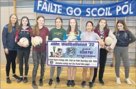  ?? (Photo: Ita West) ?? Ms. Enright supervisin­g the Scoil Pól fundraiser, with participan­ts Kirsten Lonergan, Joanne O’Dwyer, Laura Ann Ryan, Jessica Hennessy, Grace Weaver, Emma McCarthy and Nessa O’Callaghan