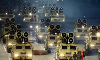  ?? Photograph: Kcna/Reuters ?? North Korea’s largest-ever display of new weaponry at a military parade celebratin­g the 75th anniversar­y of the ruling Workers’ party.