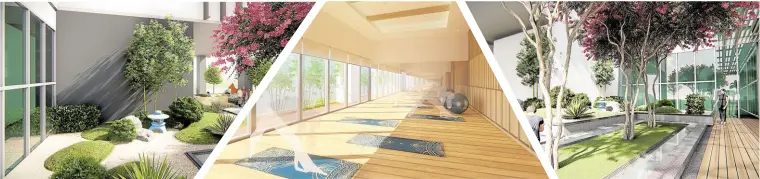  ??  ?? Artist’s perspectiv­e of the Zen garden
Artist’s perspectiv­e of the Yoga room
Artist’s perspectiv­e of the Zen garden