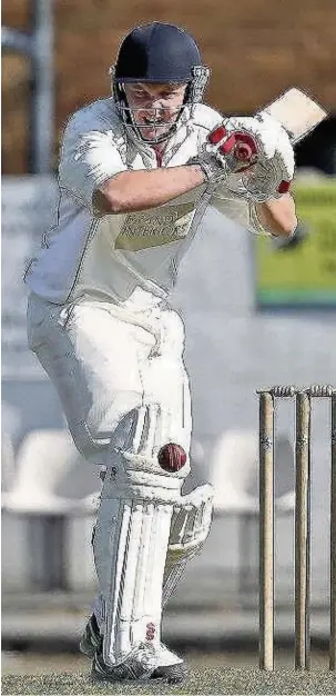  ?? Tony Greenwood ?? Haslingden’s Matt Griffin at the wicket against Accrington