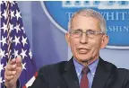  ??  ?? The U. S. could see up to 200,000 total deaths from COVID- 19, Dr. Anthony Fauci warned Sunday. ALEX BRANDON/ AP