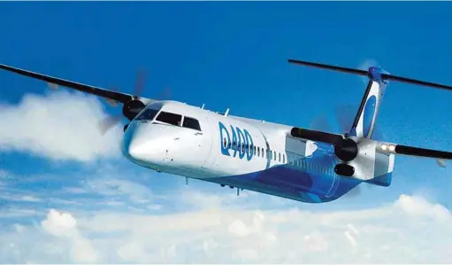  ??  ?? Bombardier Q400 offers the best of both worlds: able to either fly slower to minimise fuel burn or faster to maximise productivi­ty