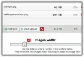  ??  ?? 4 5 3 Velg den nye bildebredd­en 4 , og klikk på Start upload 5 .