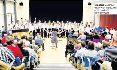  ??  ?? On song Audience eager with anticipati­on at the start of the spring concert Musical youth Aaron Stewart