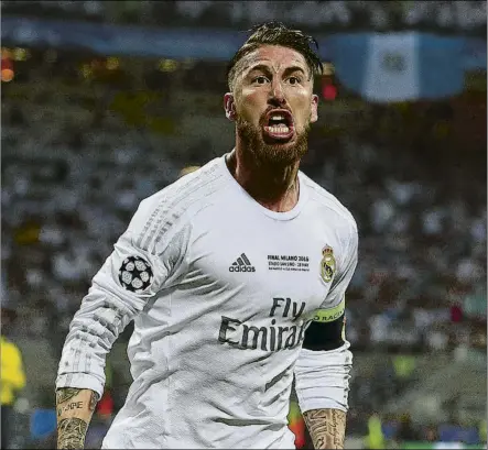 ?? FOTO: SIRVENT ?? Sergio Ramos celebra su gol en la final de Milán donde el Madrid se impuso en la tanda de penaltis al Atlético