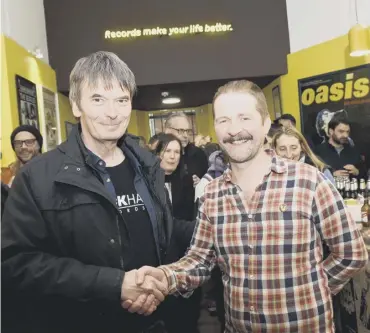  ?? ?? 0 Above: Ian Rankin with Mark Thorne owner of Thorne Records at the launch of Edinburgh's newest record shop, Thorne Records, in the capital's Bruntsfiel­d Place