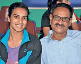  ?? V. V. SUBRAHMANY­AM ?? On the right track: “Even when she was training at the Gopi Academy and when the foreign coaches like Mulyo were monitoring the training sessions, I ensured that Sindhu followed a dierent set of physical conditioni­ng exercises at home,” says her father
P. V. Ramana.