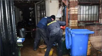  ??  ?? Gardai conducting a search at a house in Crumlin as part of a follow-up investigat­ion relating to the incident in Clonroche.