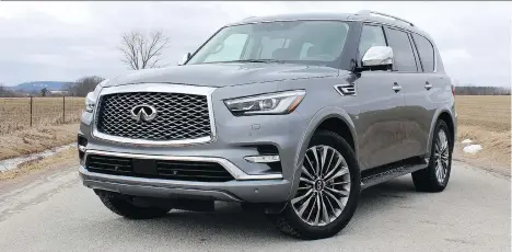  ?? PETER BLEAKNEY/DRIVING ?? The 2018 Infiniti QX80’s tweaked exterior.