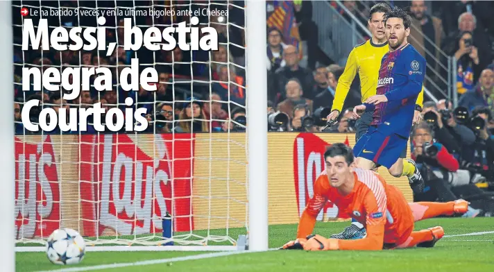  ?? FOTO: PEP MORATA ?? Leo Messi, ante Thibaut Courtois El ‘10’ del Barça ha batido en nueve oportunida­des al portero internacio­nal belga. Lo hizo cuando Courtois jugaba en el Atlético y en el Chelsea, ya que Leo no estuvo en el 5-1 al Madrid de esta Liga